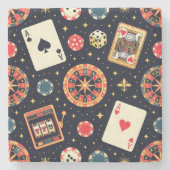 Casino pattern theme on black steinuntersetzer (Vorderseite)
