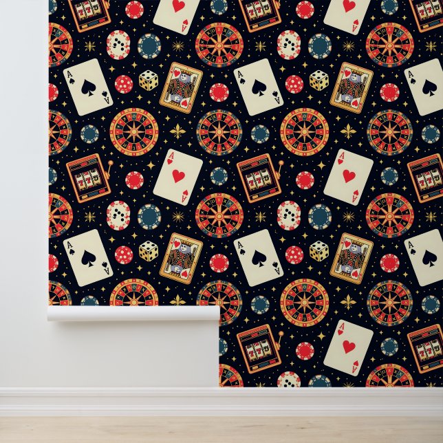 Casino pattern theme on black tapete (Anwendung)