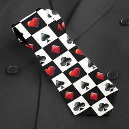 Casino Playing Card Anzug Checkerboard Muster Krawatte