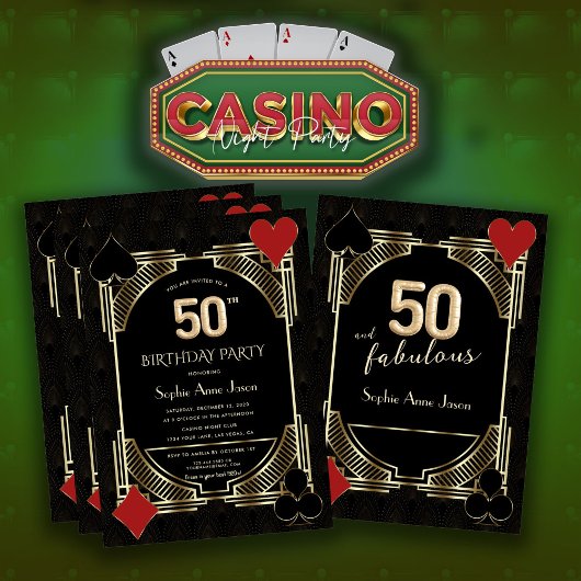 Casino Poker 50 und fabelhaft 50. Geburtstag Einladung