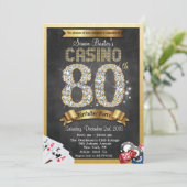 Casino Poker 80. Geburtstag Einladung (Stehend Vorderseite)
