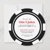 Casino Poker Chip Black and White Wedding Einladung (Rückseite)