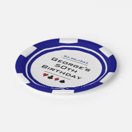 Casino Poker Chip Blue White Las Vegas Geburtstag Pappteller