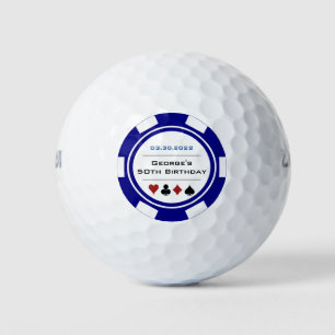 Casino Poker Chip in Navy Blue und White Golfball
