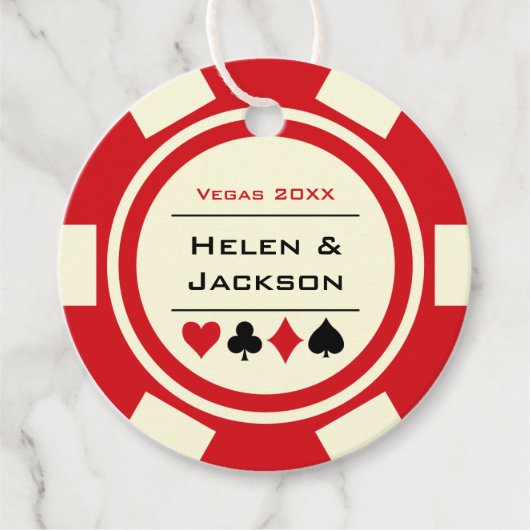 Casino Poker Chip Red und Elfenbeinheirat Geschenkanhänger (Vorderseite)