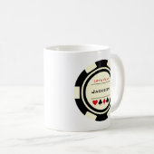 Casino Poker Chip Schwarz Creme Rot mit Name Kaffeetasse (VorderseiteRechts)