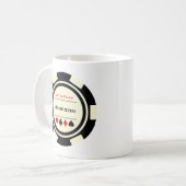 Casino Poker Chip Schwarz Creme Rot mit Name Kaffeetasse (Vorderseite Links)