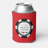 Casino Poker Chip Schwarz-weiß Red Vegas Wedding Dosenkühler (Kanne Rückseite)