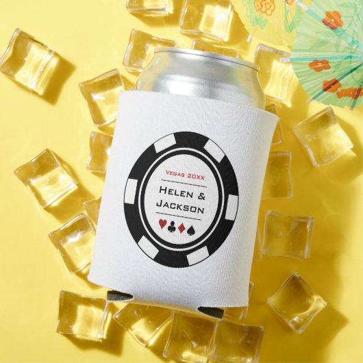 Casino Poker Chip Schwarz-weiß Vegas Wedding Dosenkühler (In Situ Sommer)