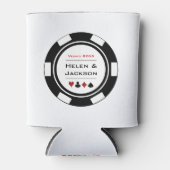 Casino Poker Chip Schwarz-weiß Vegas Wedding Dosenkühler (Vorderseite)