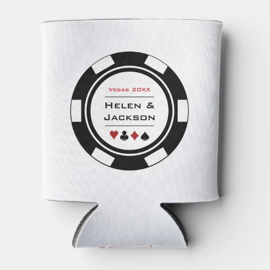 Casino Poker Chip Schwarz-weiß Vegas Wedding Dosenkühler (Vorderseite)