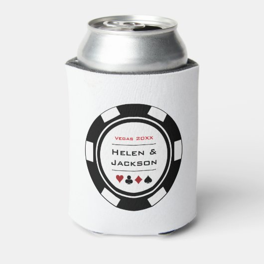 Casino Poker Chip Schwarz-weiß Vegas Wedding Dosenkühler (Kanne Rückseite)