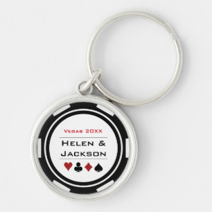 Casino Poker Chip Schwarz-weiße Gastgeschenk Hochz Schlüsselanhänger