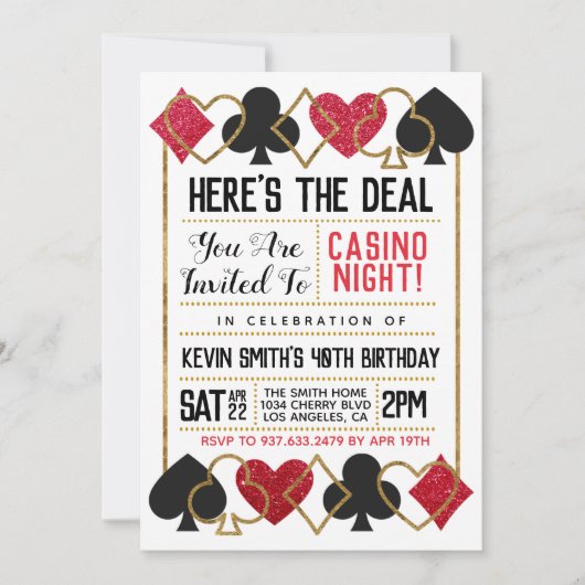 Casino Poker Einladung (Vorderseite)