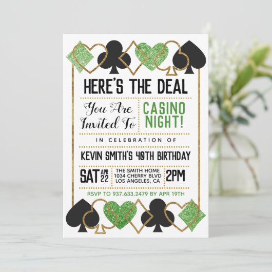 Casino Poker Einladung (Stehend Vorderseite)