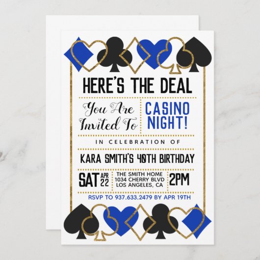 Casino Poker Einladung (Vorne/Hinten)