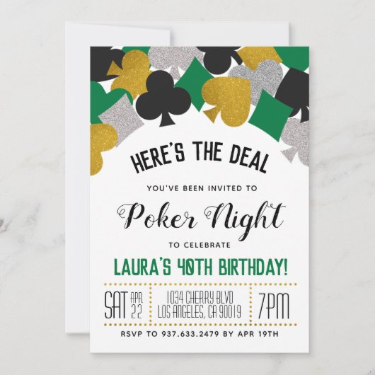 Casino Poker Einladung (Vorderseite)