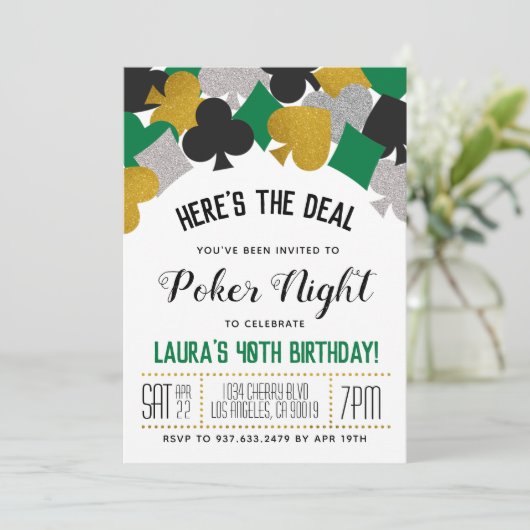 Casino Poker Einladung (Stehend Vorderseite)