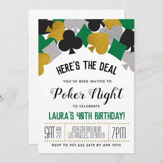 Casino Poker Einladung (Vorne/Hinten)