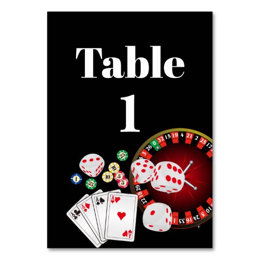 Casino, Poker, Erwachsener, Wein, Tischkarte Tischnummer (Vorderseite)