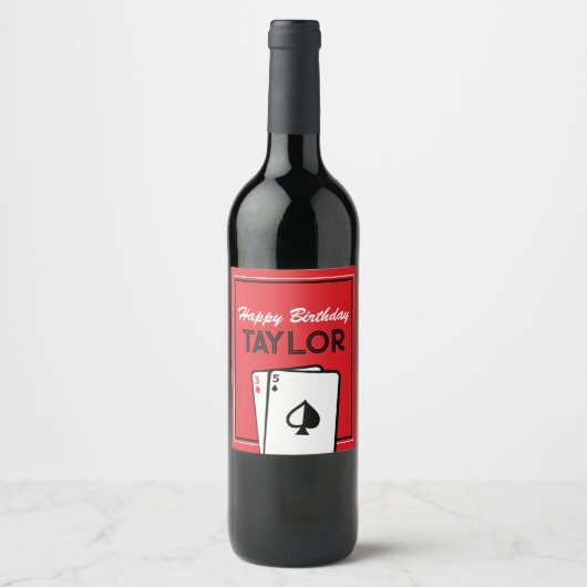 Casino Poker Geburtstag Weinflaschen Etiketten (Vorderseite)
