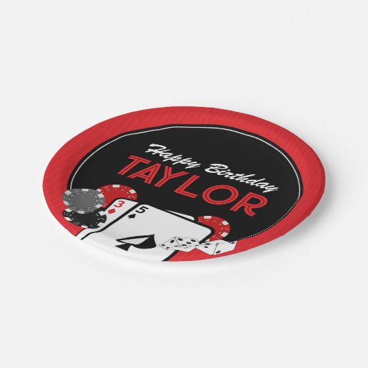 Casino Poker Geburtstagsparty Teller (Schrägansicht)