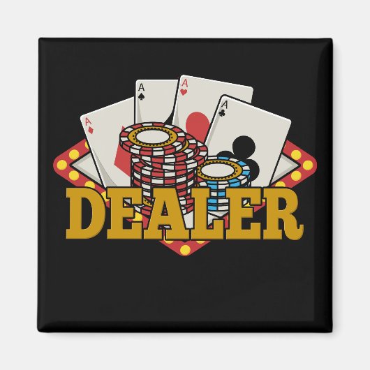 Casino Poker Händler Magnet (Vorne)