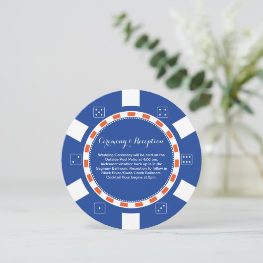 Casino Poker| Hochzeitsinformationen Einladung (Stehend Vorderseite)
