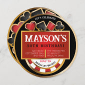 CASINO POKER Karten Einladung zur Geburtstagsparty (Vorne/Hinten)