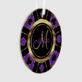 Casino Poker Monogram Chip - Lila Ornament (Vorderseite)