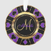 Casino Poker Monogram Chip - Lila Ornament (Vorderseite)