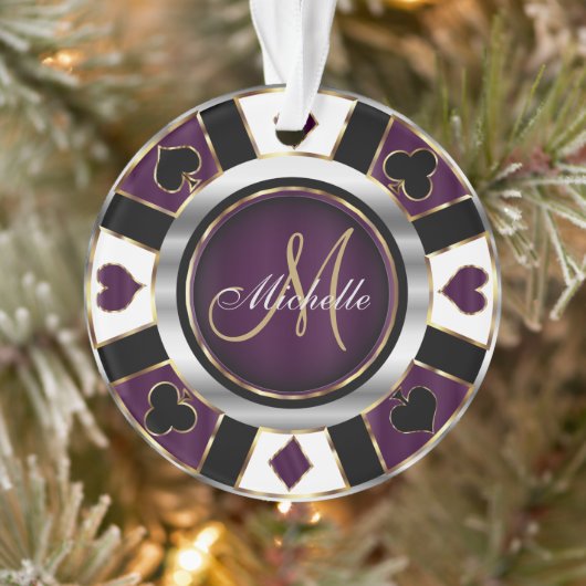 Casino Poker Monogram Chip - Lila Ornament (Baum)