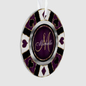 Casino Poker Monogram Chip - Lila Ornament (Vorderseite)