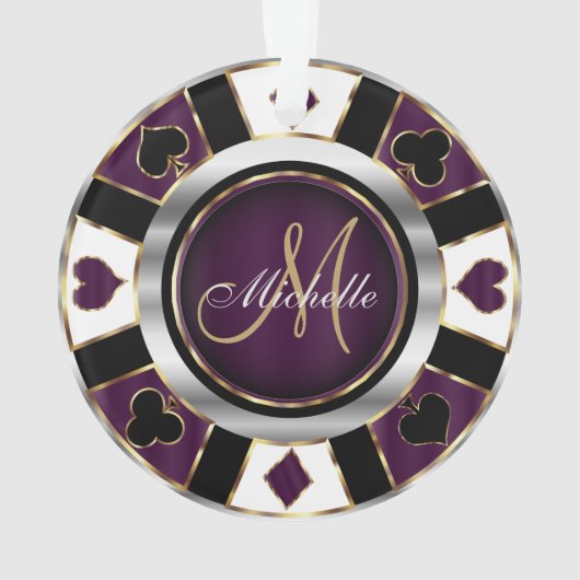 Casino Poker Monogram Chip - Lila Ornament (Rückseite)