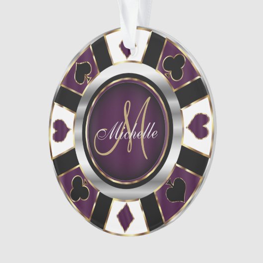 Casino Poker Monogram Chip - Lila Ornament (Vorderseite)