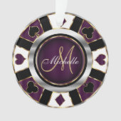 Casino Poker Monogram Chip - Lila Ornament (Vorderseite)