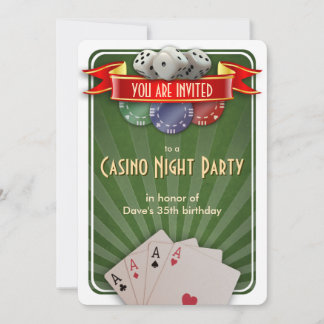 Casino Poker Night Modern Birday Party Einladung