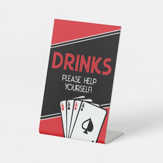 Casino Poker Party Drinks Unterschreiben Sockelschild (Vorderseite)