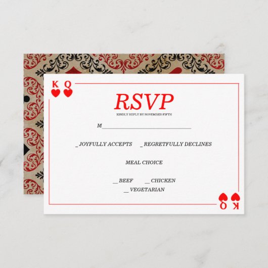 Casino Poker | Vegas Playing Cards Response Card RSVP Karte (Vorne/Hinten)