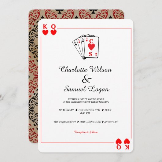 Casino Poker | Vegas Wedding Einladung (Vorne/Hinten)