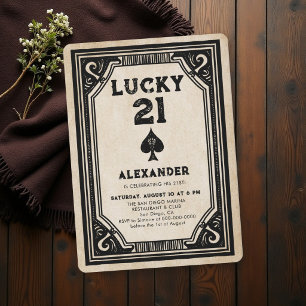 Casino Poker Vintage Ass Spades Männer 21. Geburts Einladung