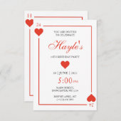 Casino Queen of Hearts Spielkarten 24. Geburtstag Einladung (Vorne/Hinten)