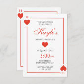 Casino Queen of Hearts Spielkarten 38. Geburtstag Einladung (Vorne/Hinten)