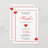 Casino Queen of Hearts Spielkarten 56. Geburtstag Einladung (Vorne/Hinten)