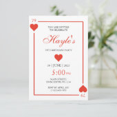 Casino Queen of Hearts Spielkarten 79. Geburtstag Einladung (Stehend Vorderseite)