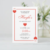 Casino Queen of Hearts Spielkarten 99. Geburtstag Einladung (Stehend Vorderseite)