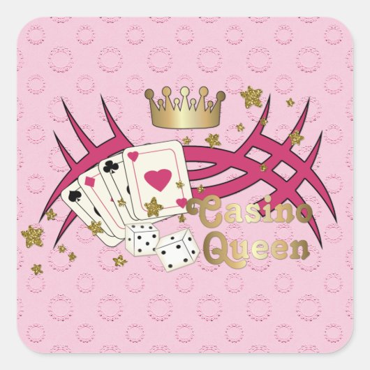 Casino Queen Quadratischer Aufkleber (Vorderseite)