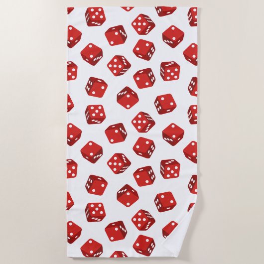 Casino Red Dice Muster Strandtuch (Vorderseite)