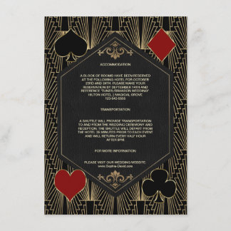 Casino Roaring 20s Gatsby Hochzeitsunterkunft Begleitkarte