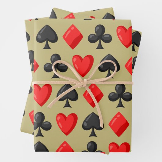 Casino Rot, Black and Gold Card Anzug Gambling Geschenkpapier Set (Beispiel)